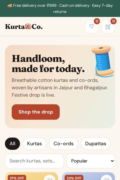Fashion store with cart template preview